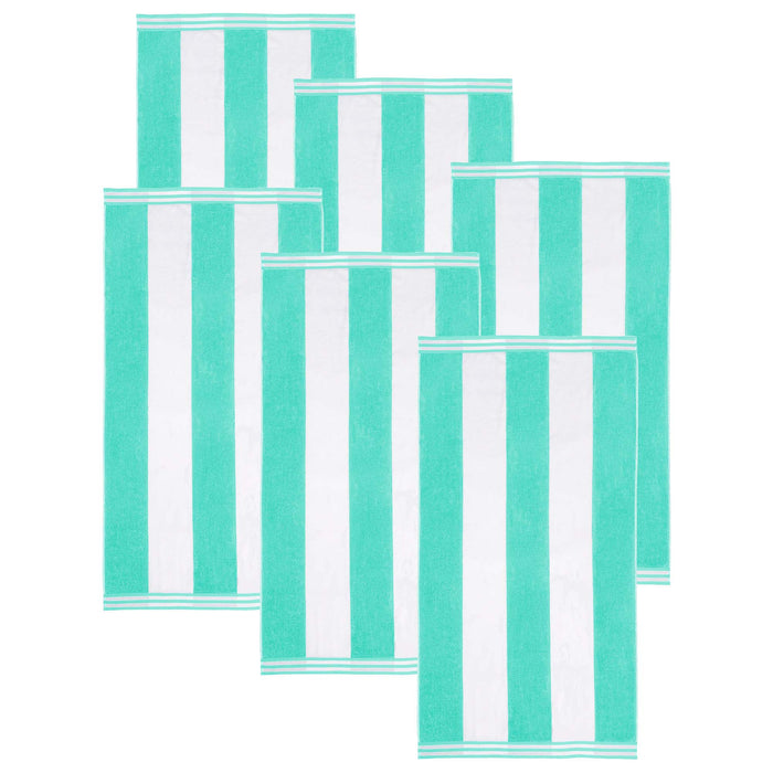 Cabana Stripe Oversized Cotton Beach Towel Set - Mint