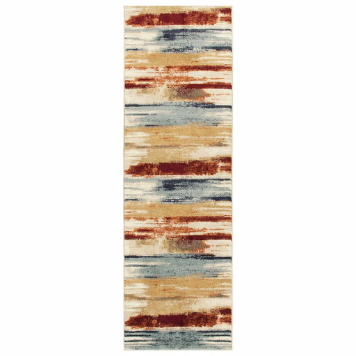 Rothco Abstract Striped Indoor Area Rug or Runner Rug - Cream