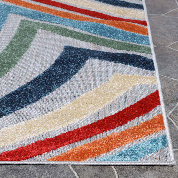 Wave Coastal Striped Indoor Outdoor Area Rug