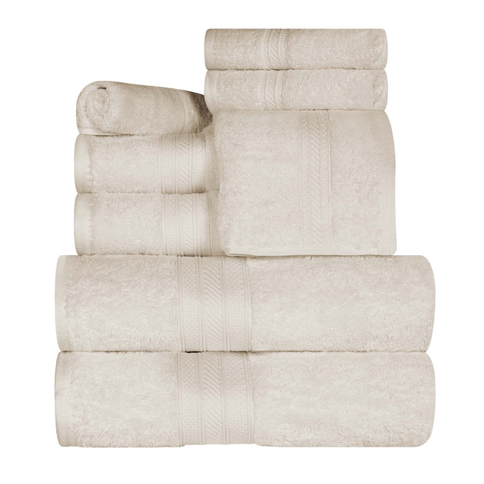 Long Staple Combed Cotton Quick-Drying Solid 8 Piece Towel Set - Almond