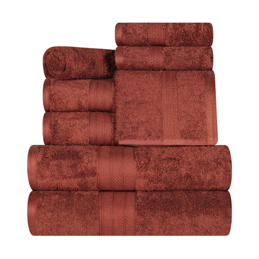 Long Staple Combed Cotton Quick-Drying Solid 8 Piece Towel Set - Chocolate
