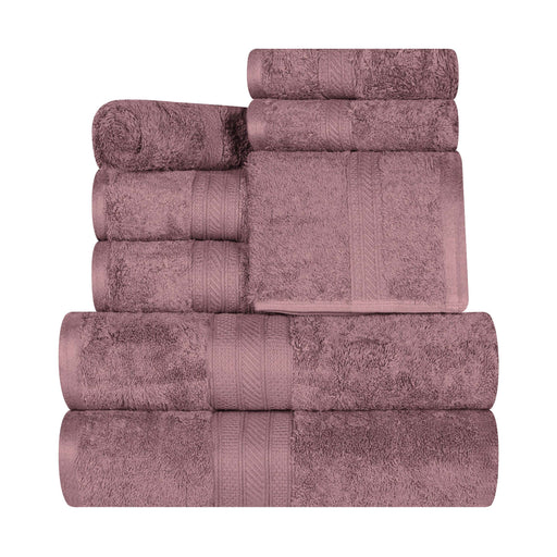 Long Staple Combed Cotton Quick-Drying Solid 8 Piece Towel Set - Grape Shake