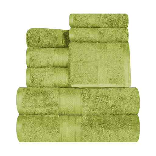Long Staple Combed Cotton Quick-Drying Solid 8 Piece Towel Set - Green Essence