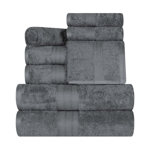 Long Staple Combed Cotton Quick-Drying Solid 8 Piece Towel Set - Grey