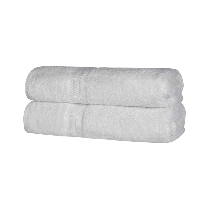Long Staple Combed Cotton Solid Quick-Drying 2-Piece Bath Sheet Set - White