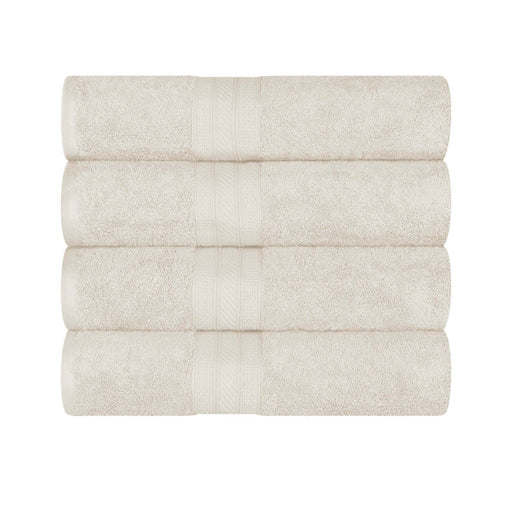 Atlas Cotton Absorbent Heavyweight Solid 4 Piece Bath Towel Set - Almond