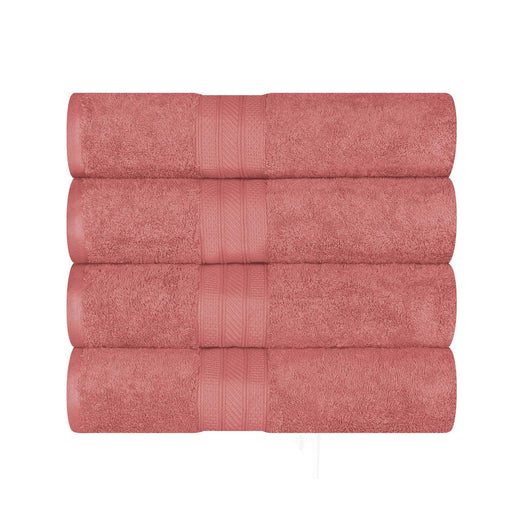 Atlas Cotton Absorbent Heavyweight Solid 4 Piece Bath Towel Set - Blush