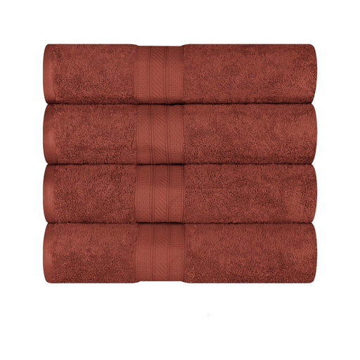 Long Staple Combed Cotton Quick Drying Solid 4 Piece Bath Towel Set - Chocolate