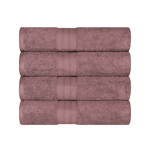 Long Staple Combed Cotton Quick Drying Solid 4 Piece Bath Towel Set - Grape Shake