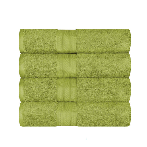 Long Staple Combed Cotton Quick Drying Solid 4 Piece Bath Towel Set - Green Essence