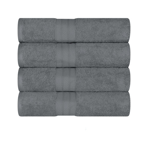 Long Staple Combed Cotton Quick Drying Solid 4 Piece Bath Towel Set - Grey
