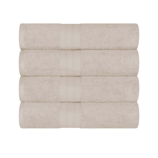Long Staple Combed Cotton Quick Drying Solid 4 Piece Bath Towel Set - Ivory