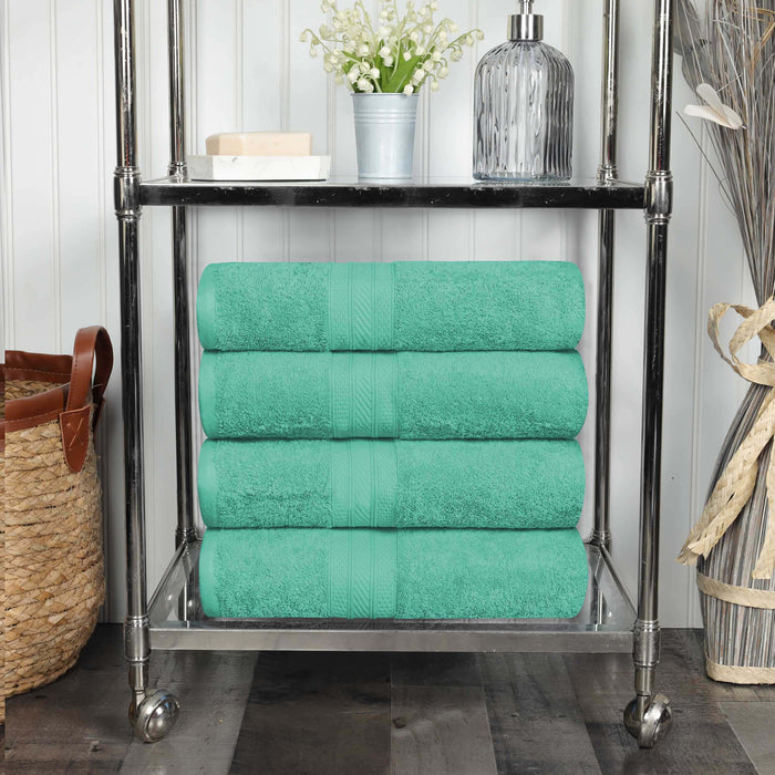 Long Staple Combed Cotton Quick Drying Solid 4 Piece Bath Towel Set - Rivulet