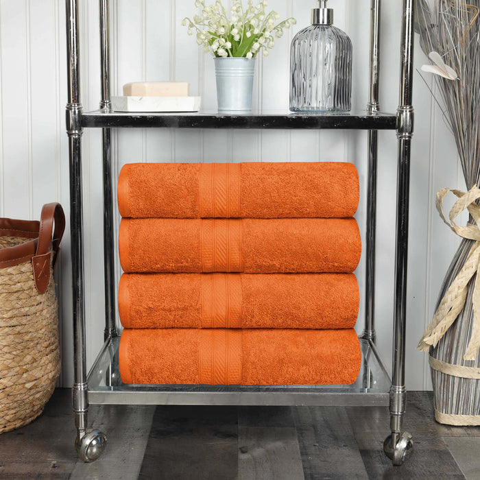 Long Staple Combed Cotton Quick Drying Solid 4 Piece Bath Towel Set - Sandstone