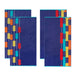 Neon Tiles Oversized 4 Piece Beach Towel Set - CeruleanBlue