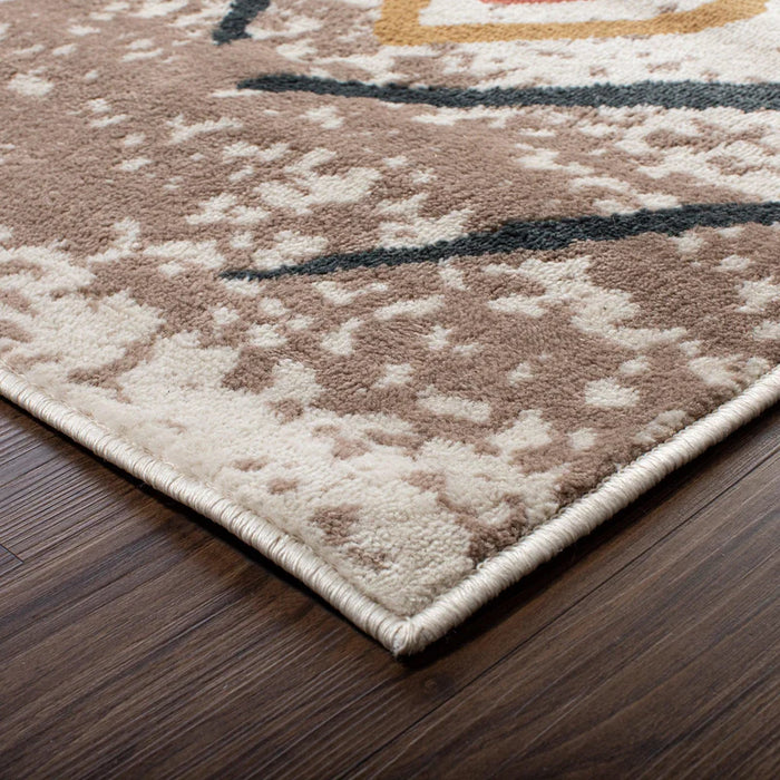 Burin Southwestern Geometric Indoor Area Rug or Runner Rug - Taupe