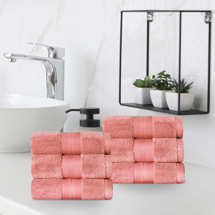 Turkish Cotton Absorbent Ultra-Plush Solid 6 Piece Hand Towel Set