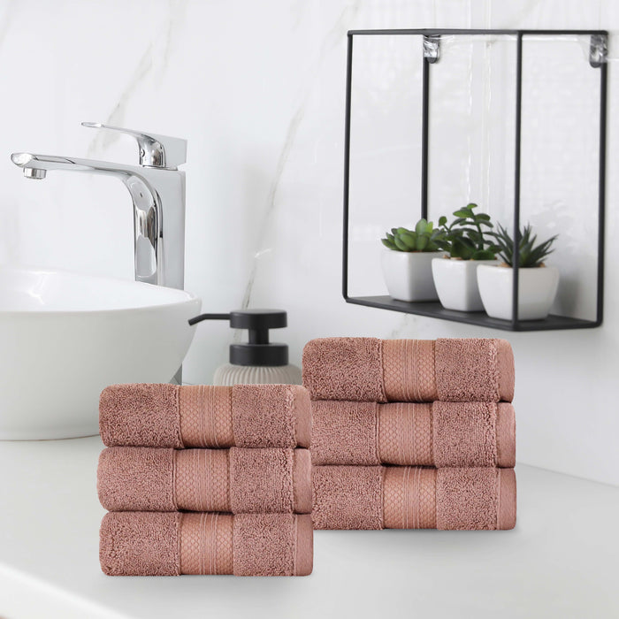 Turkish Cotton Absorbent Ultra-Plush Solid 6 Piece Hand Towel Set - Taupe