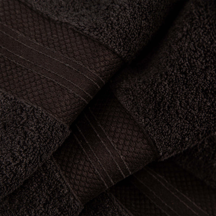Turkish Cotton Absorbent Ultra-Plush Solid 6 Piece Hand Towel Set - Black