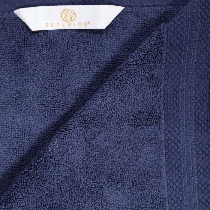 Turkish Cotton Absorbent Ultra-Plush Solid 12-Piece Face Towel Set - Crown Blue