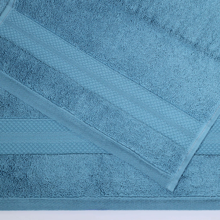 Turkish Cotton Absorbent Ultra-Plush Solid 12-Piece Face Towel Set - Denim Blue
