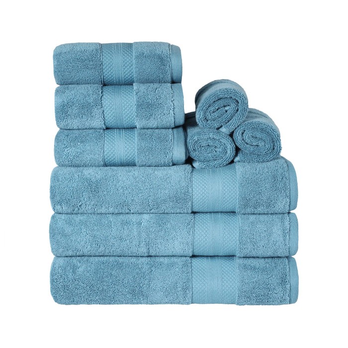 Turkish Cotton Highly Absorbent Solid 9 Piece Ultra-Plush Towel Set