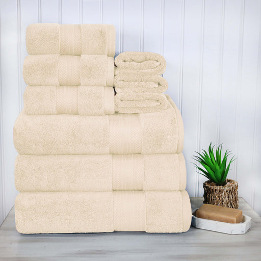 Turkish Cotton Highly Absorbent Solid 9 Piece Ultra-Plush Towel Set - Ivory