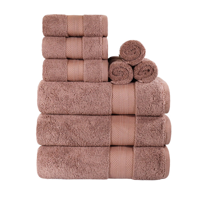 Turkish Cotton Highly Absorbent Solid 9 Piece Ultra-Plush Towel Set - Taupe