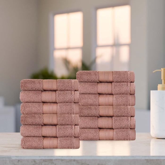 Turkish Cotton Absorbent Ultra-Plush Solid 12-Piece Face Towel Set
