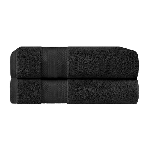 Turkish Cotton Absorbent Solid 2-Piece Ultra-Plush Bath Towel Set - Black