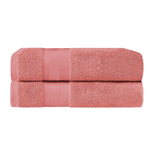Turkish Cotton Absorbent Solid 2-Piece Ultra-Plush Bath Towel Set - Coral
