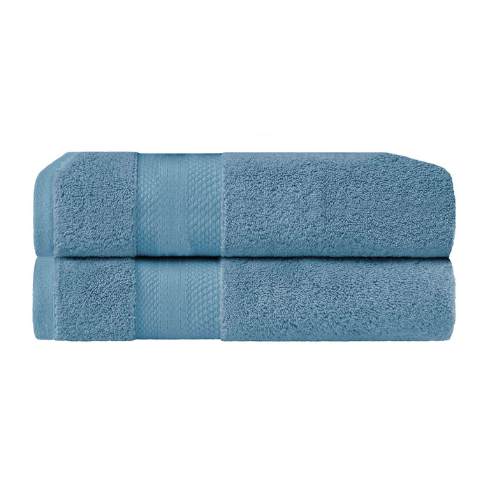 Turkish Cotton Absorbent Solid 2-Piece Ultra-Plush Bath Towel Set - Denim Blue