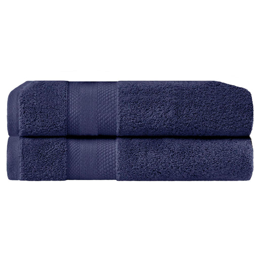 Turkish Cotton Absorbent Ultra-Plush Solid 2 Piece Bath Sheet Set - Crown Blue
