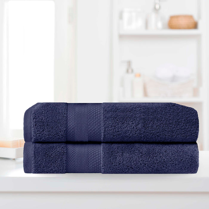 Turkish Cotton Absorbent Ultra-Plush Solid 2 Piece Bath Sheet Set - Crown Blue