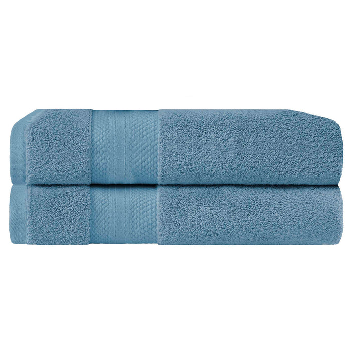 Turkish Cotton Absorbent Ultra-Plush Solid 2 Piece Bath Sheet Set - Denim Blue