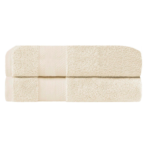 Turkish Cotton Absorbent Ultra-Plush Solid 2 Piece Bath Sheet Set - Ivory