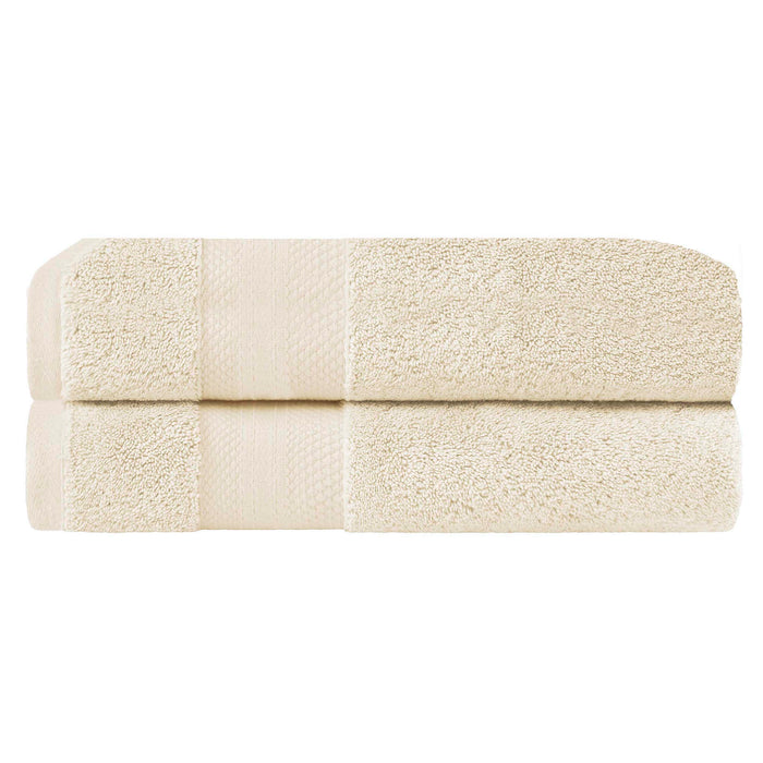 Turkish Cotton Absorbent Ultra-Plush Solid 2 Piece Bath Sheet Set - Ivory