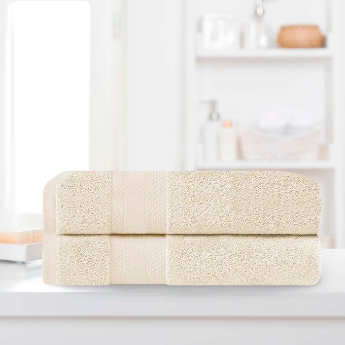 Turkish Cotton Absorbent Ultra-Plush Solid 2 Piece Bath Sheet Set - Ivory