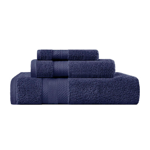 Turkish Cotton Highly Absorbent Solid 3 Piece Ultra-Plush Towel Set - Crown Blue