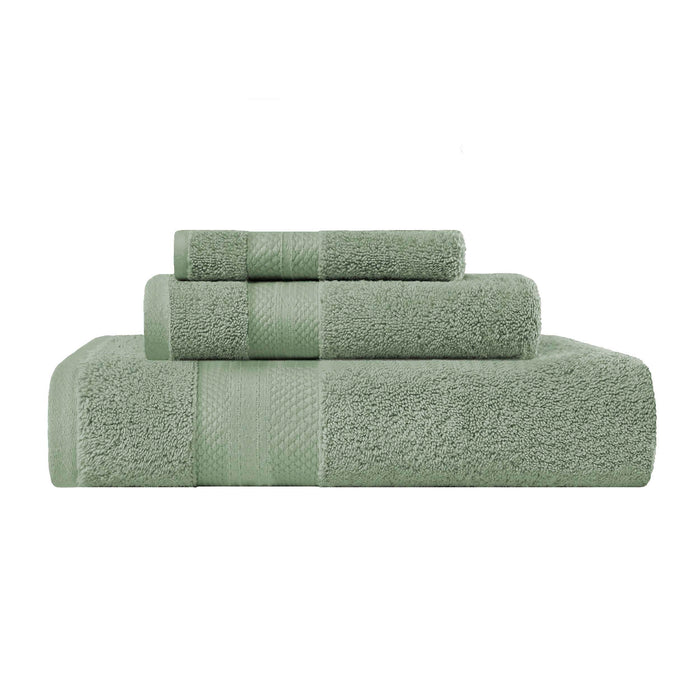 Turkish Cotton Highly Absorbent Solid 3 Piece Ultra-Plush Towel Set - Olive Green
