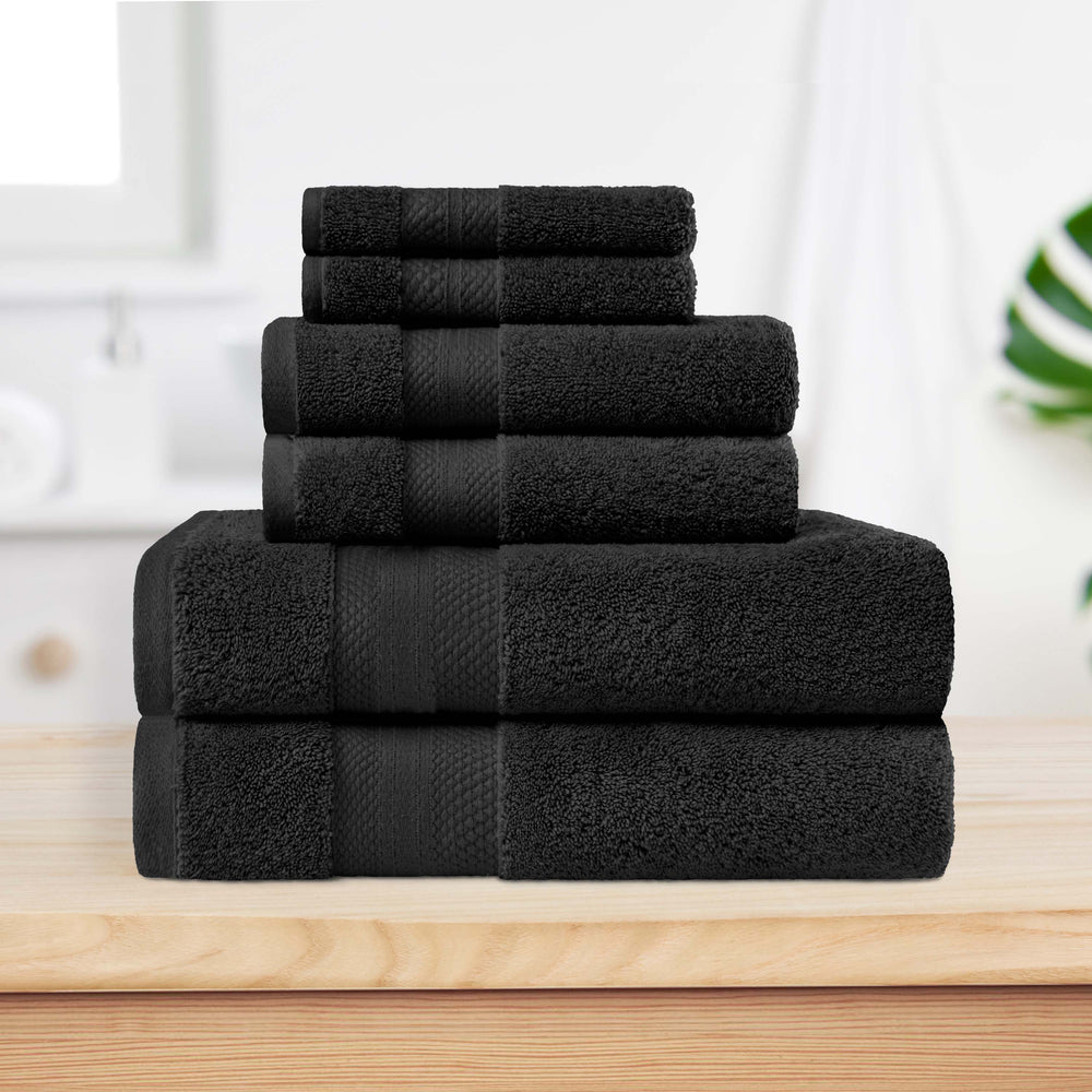 Turkish Cotton Highly Absorbent Solid 6 Piece Ultra-Plush Towel Set
