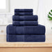 Turkish Cotton Highly Absorbent Solid 6 Piece Ultra-Plush Towel Set - Crown Blue