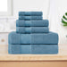 Turkish Cotton Highly Absorbent Solid 6 Piece Ultra-Plush Towel Set - Denim Blue