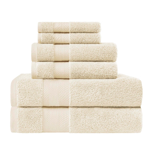 Turkish Cotton Highly Absorbent Solid 6 Piece Ultra-Plush Towel Set - Ivory