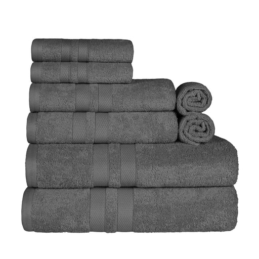 Ultra Soft Cotton Absorbent Solid Assorted 8 Piece Towel Set - Charcoal