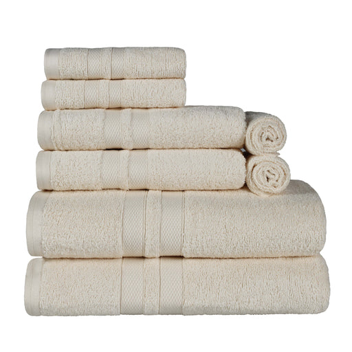 Ultra Soft Cotton Absorbent Solid Assorted 8 Piece Towel Set - Cream
