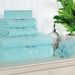 Ultra Soft Cotton Absorbent Solid Assorted 8 Piece Towel Set - Cyan