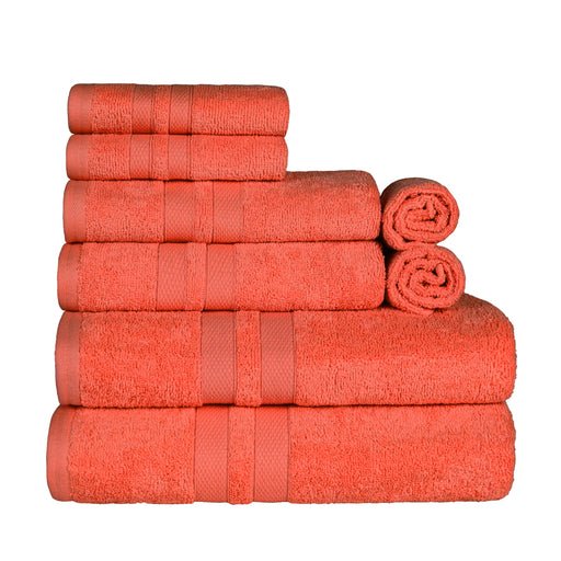 Ultra Soft Cotton Absorbent Solid Assorted 8 Piece Towel Set - Tea Rose