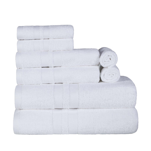 Ultra Soft Cotton Absorbent Solid Assorted 8 Piece Towel Set - White