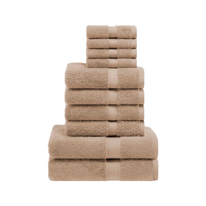 Egyptian Cotton Pile Solid 10-Piece Towel Set - Latte